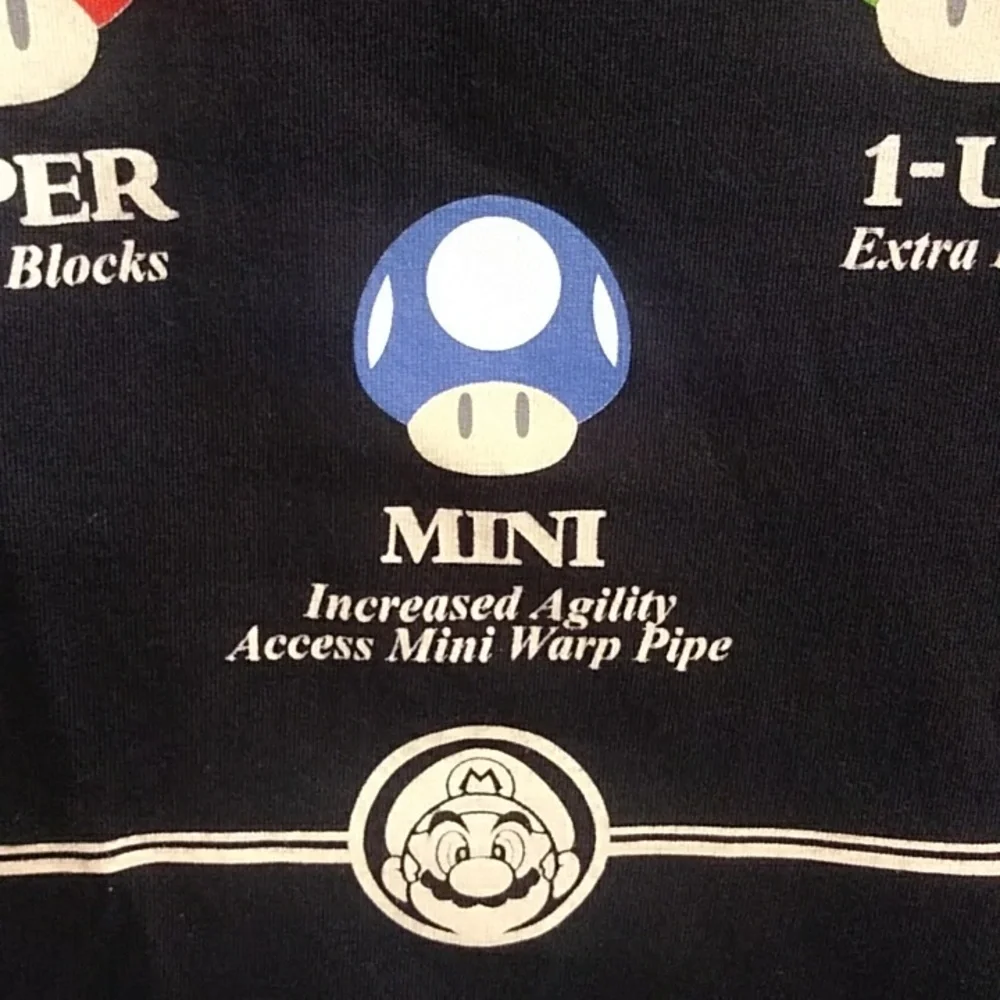 Super Mario Know Your Mushrooms Black & Yellow Men's Graphic T-Shirt *EUC* - Picture 5 of 8